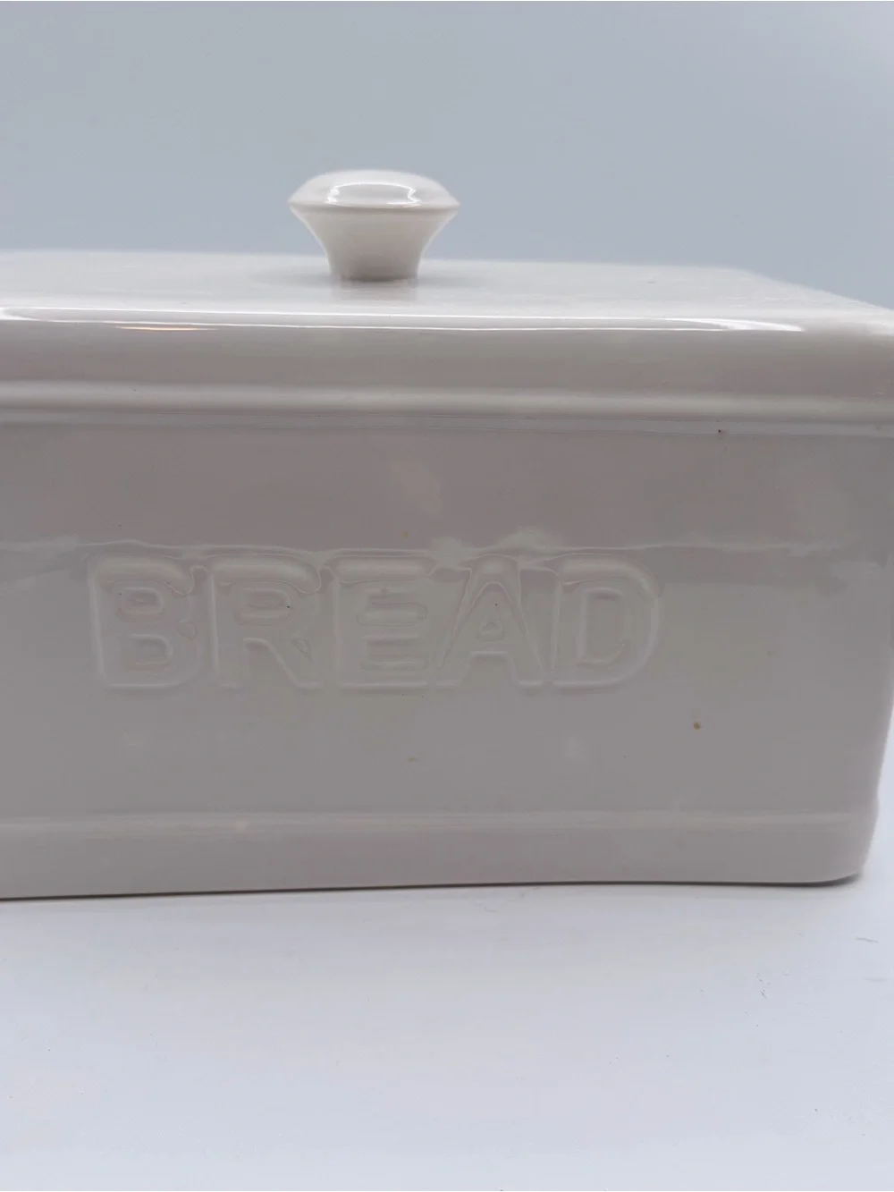 Cost Plus World Market Cream Ceramic Bread Box with Lid